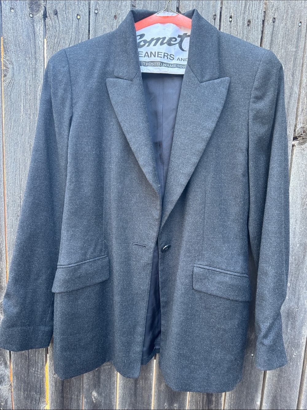 Ellen Tracy Dark Gray Single-Breasted Blazer